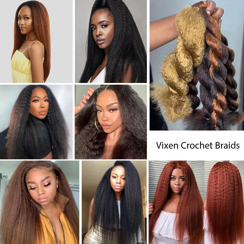 Kinky Straight Crochet Vixen Bundles Premium Synthetic Fibers Braiding Hair for Black Women Hair Extension