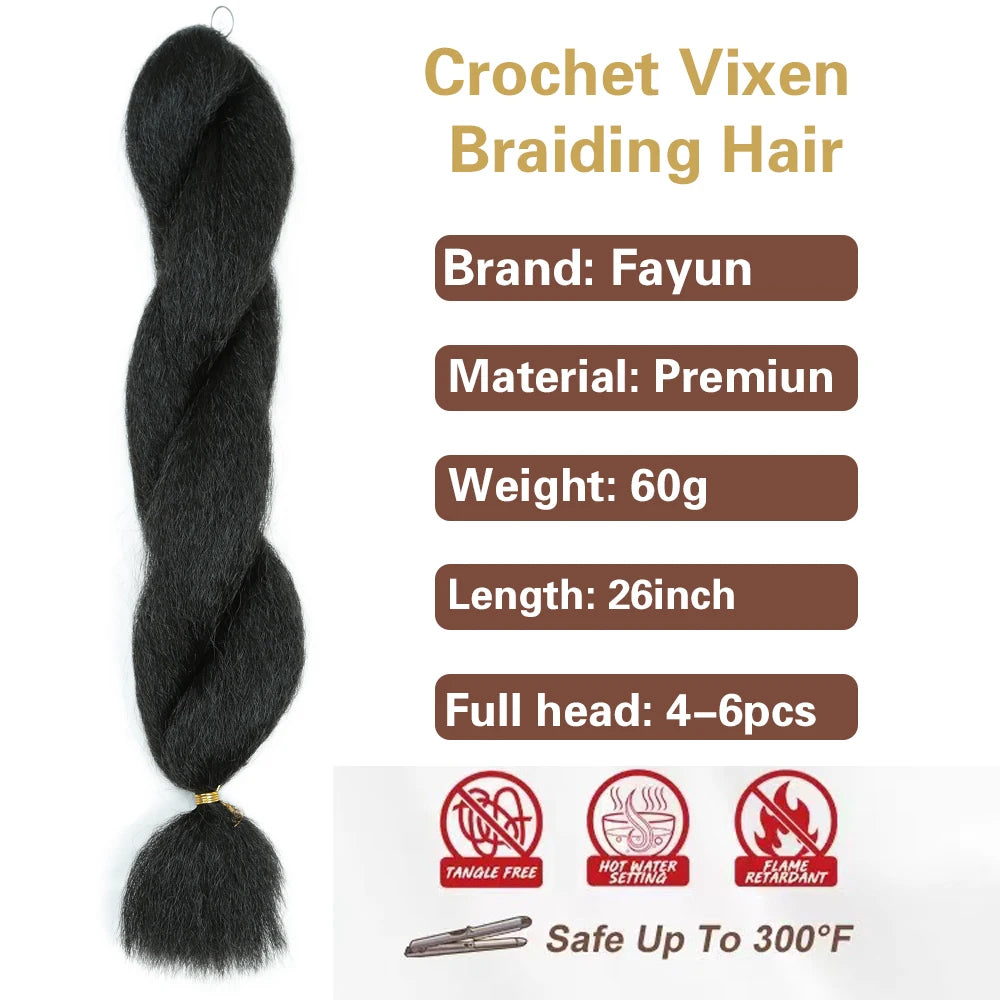 Kinky Straight Crochet Vixen Bundles Premium Synthetic Fibers Braiding Hair for Black Women Hair Extension