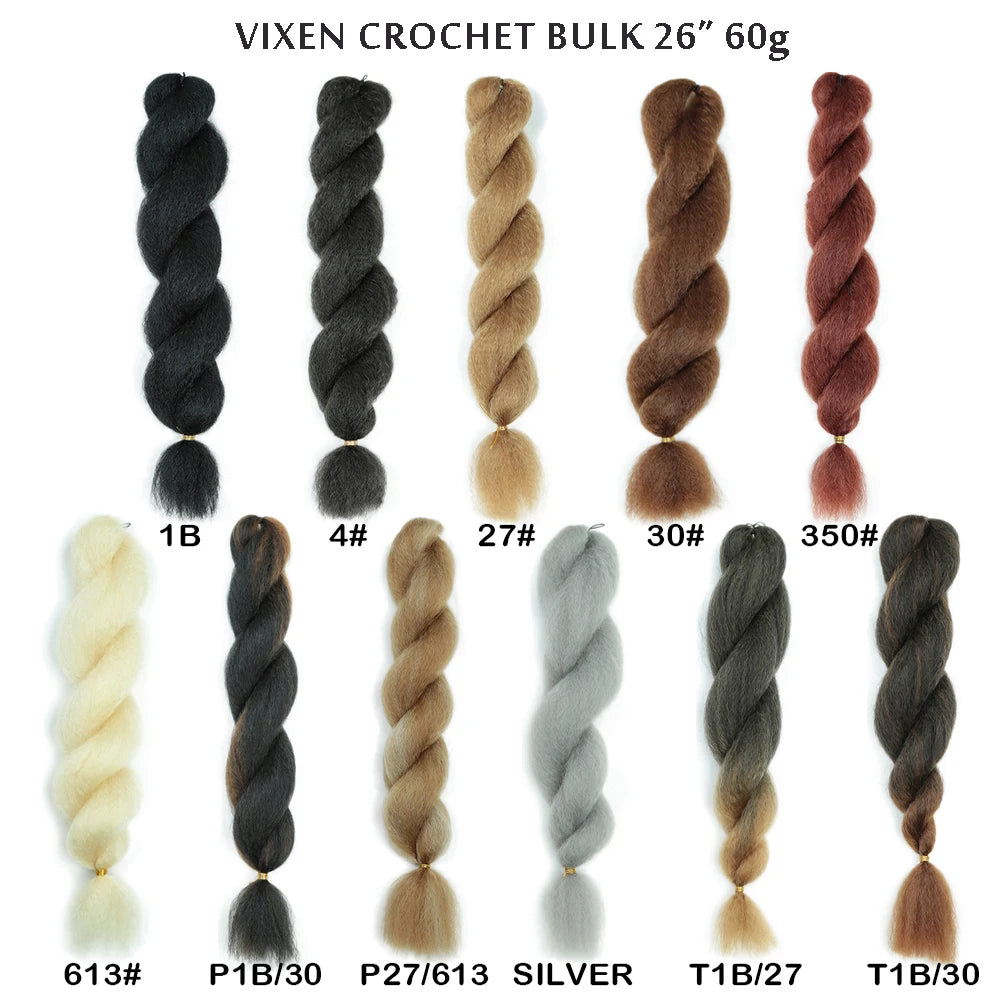 Kinky Straight Crochet Vixen Bundles Premium Synthetic Fibers Braiding Hair for Black Women Hair Extension