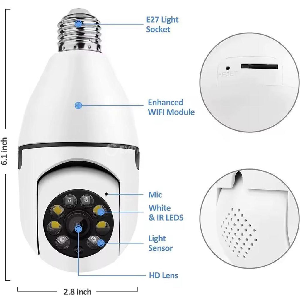 Ampoule Caméra IP 3MP Pan/Tilt – Sécurité 360°, Vision Nocturne & Détection Humaine